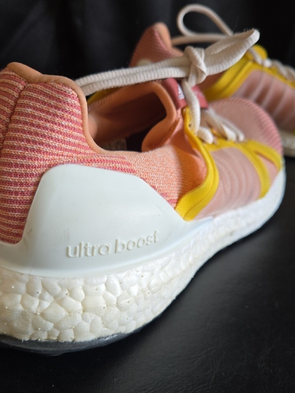 adidas Stella McCartney Coral Pink and Yellow Ultraboost Running Shoes - Picture 9 of 11